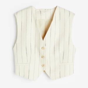 H&M linen pinstriped cropped vest